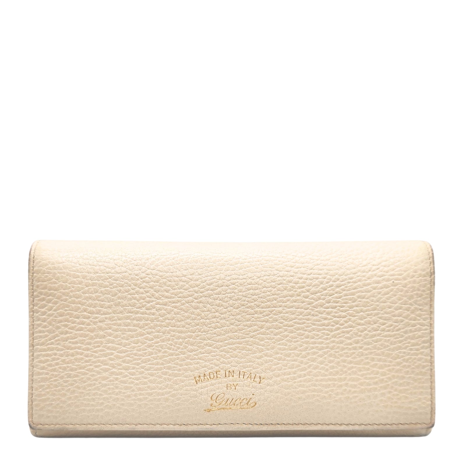 Leather Continental Long Wallet in Ivory