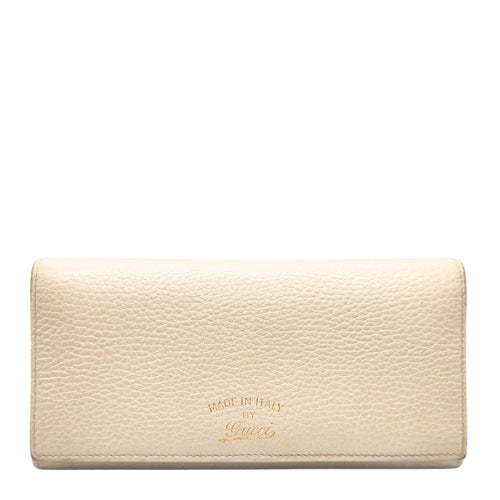 Leather Continental Long Wallet in Ivory
