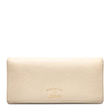 Leather Continental Long Wallet in Ivory