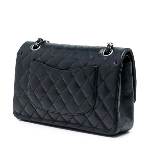 Lambskin Quilted Medium Double Flap Black