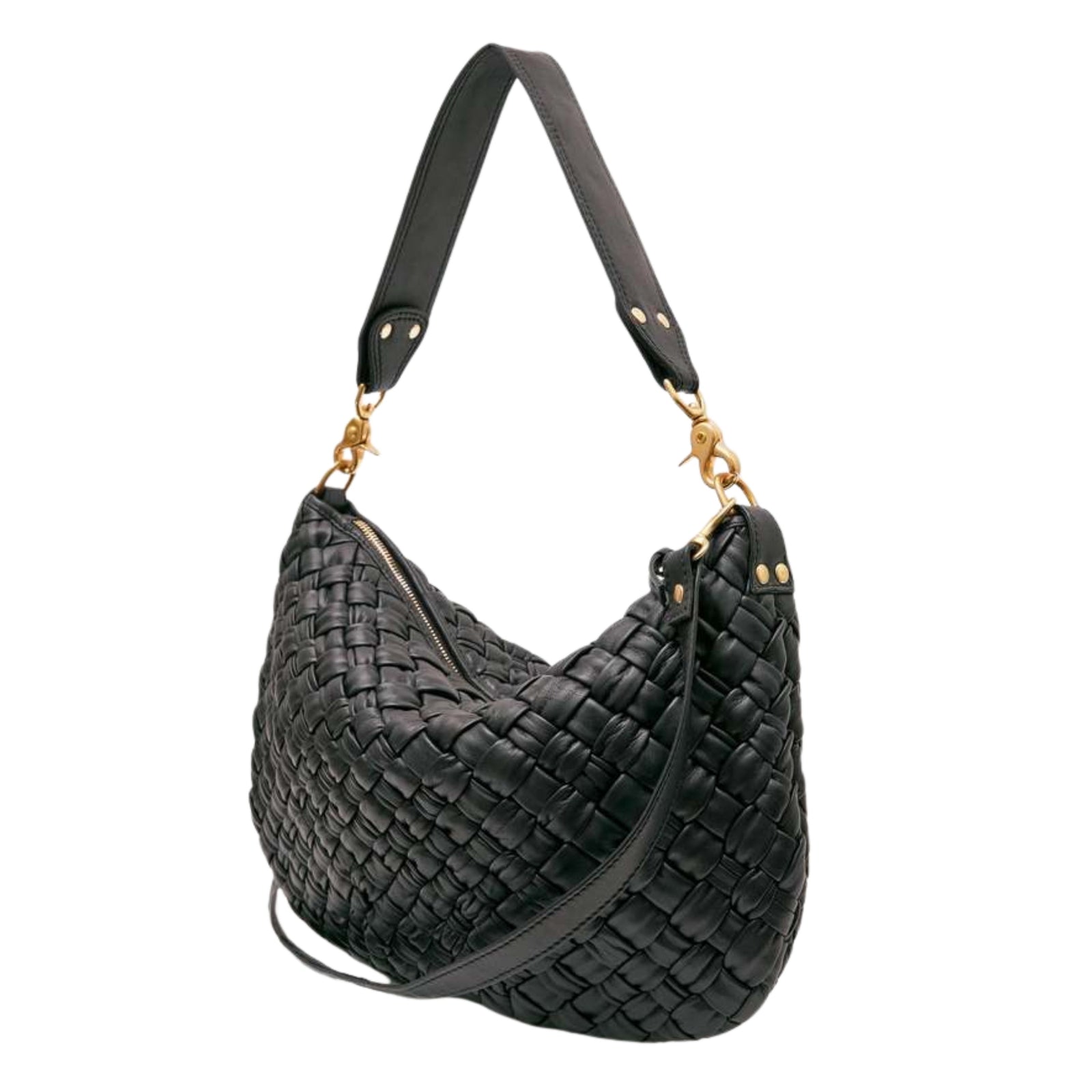 Moyen Black Leather Messenger Bag
