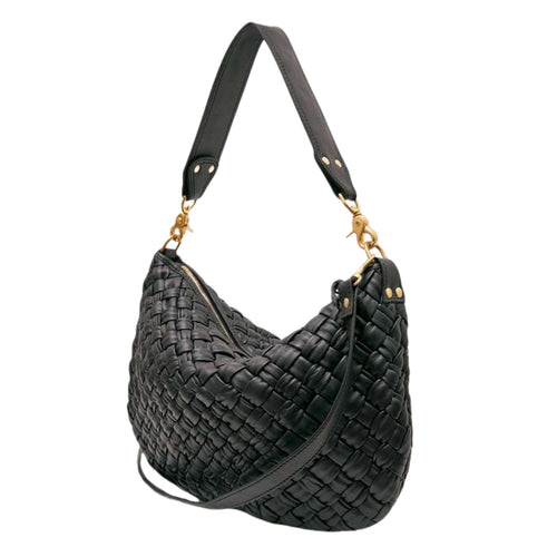 Moyen Black Leather Messenger Bag