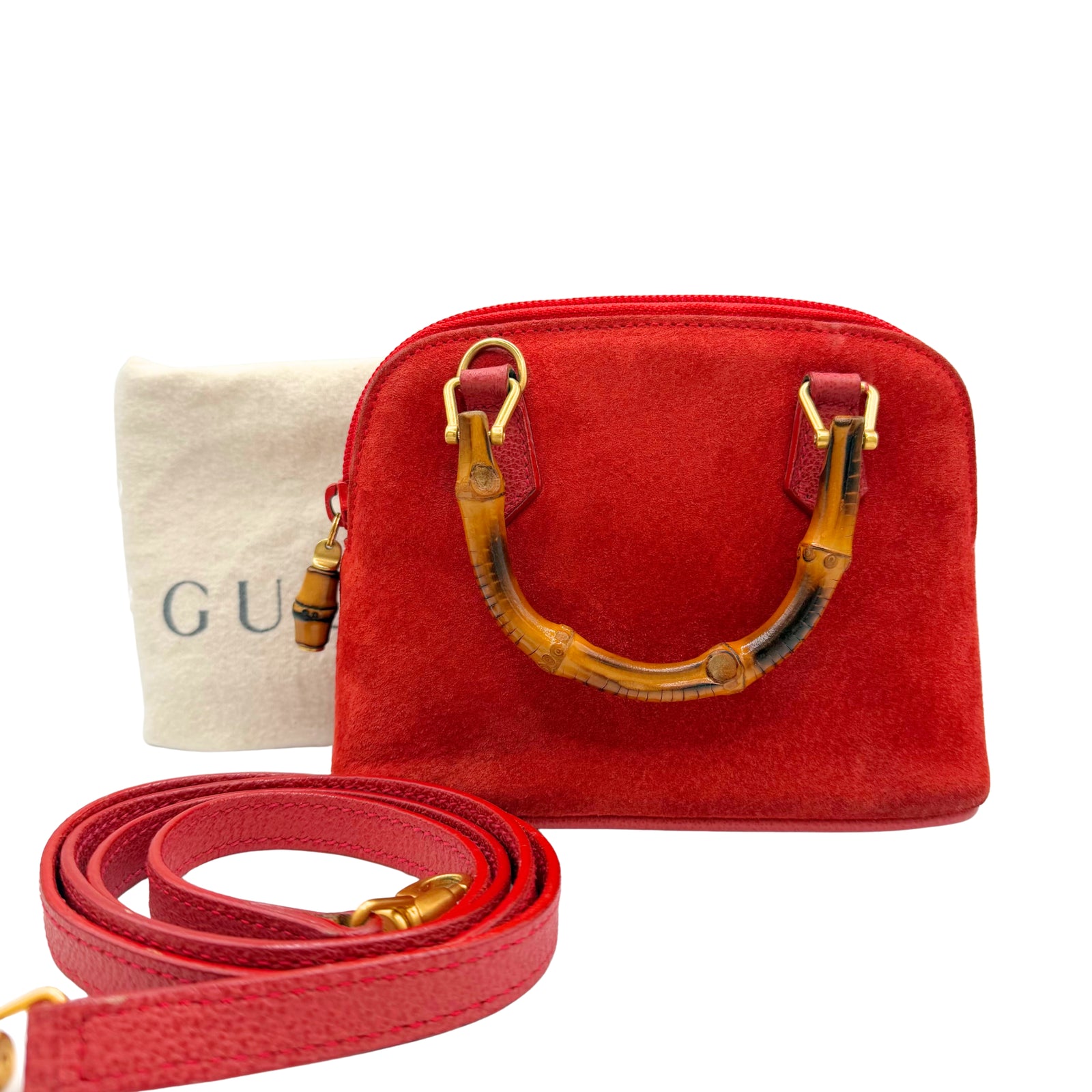 Vintage Mini Bamboo Suede Crossbody Bag