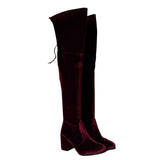 Burgundy Velvet Tieland Over the Knee Boot