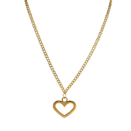 Repurposed Heart Pendant Necklace in Cuban Link