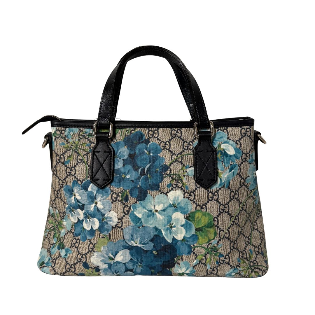 Convertible Tote Blooms Print GG Coated Canvas