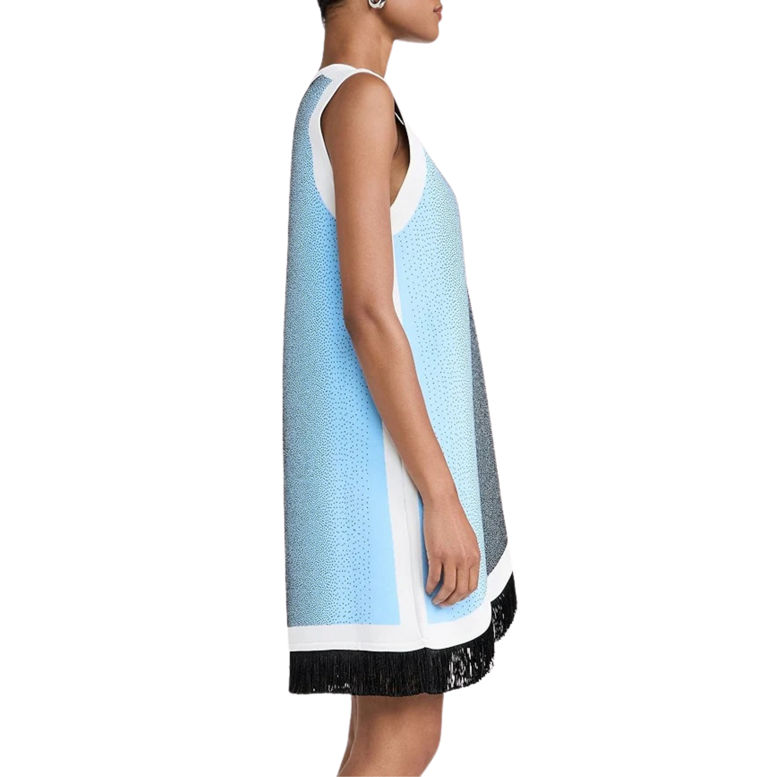 Daisy Gradient Print A-Line Dress With Fringe