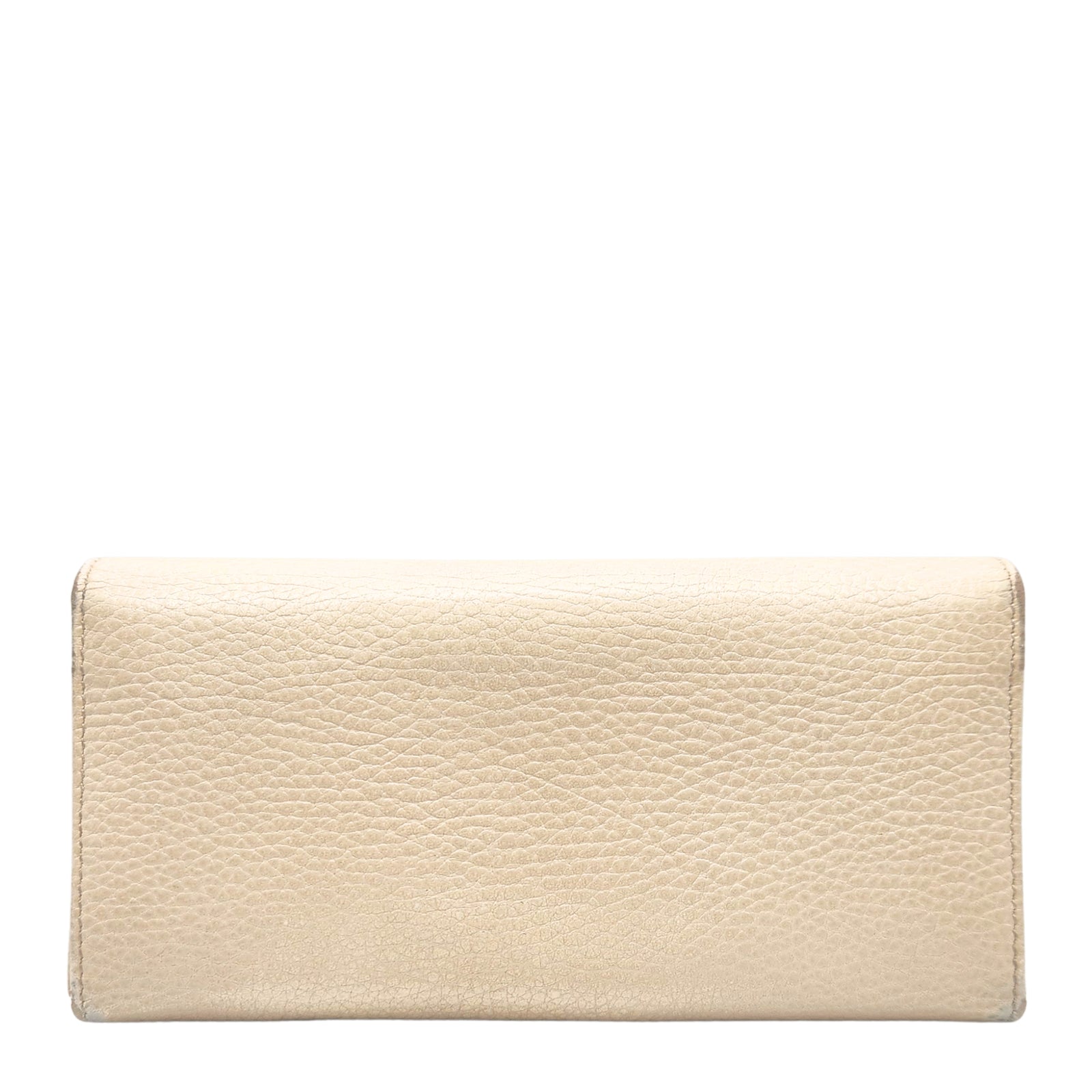 Leather Continental Long Wallet in Ivory