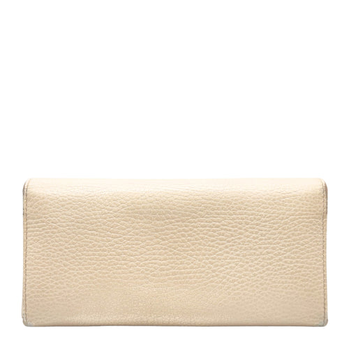 Leather Continental Long Wallet in Ivory
