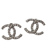 Silver Crystal CC Stud Earrings