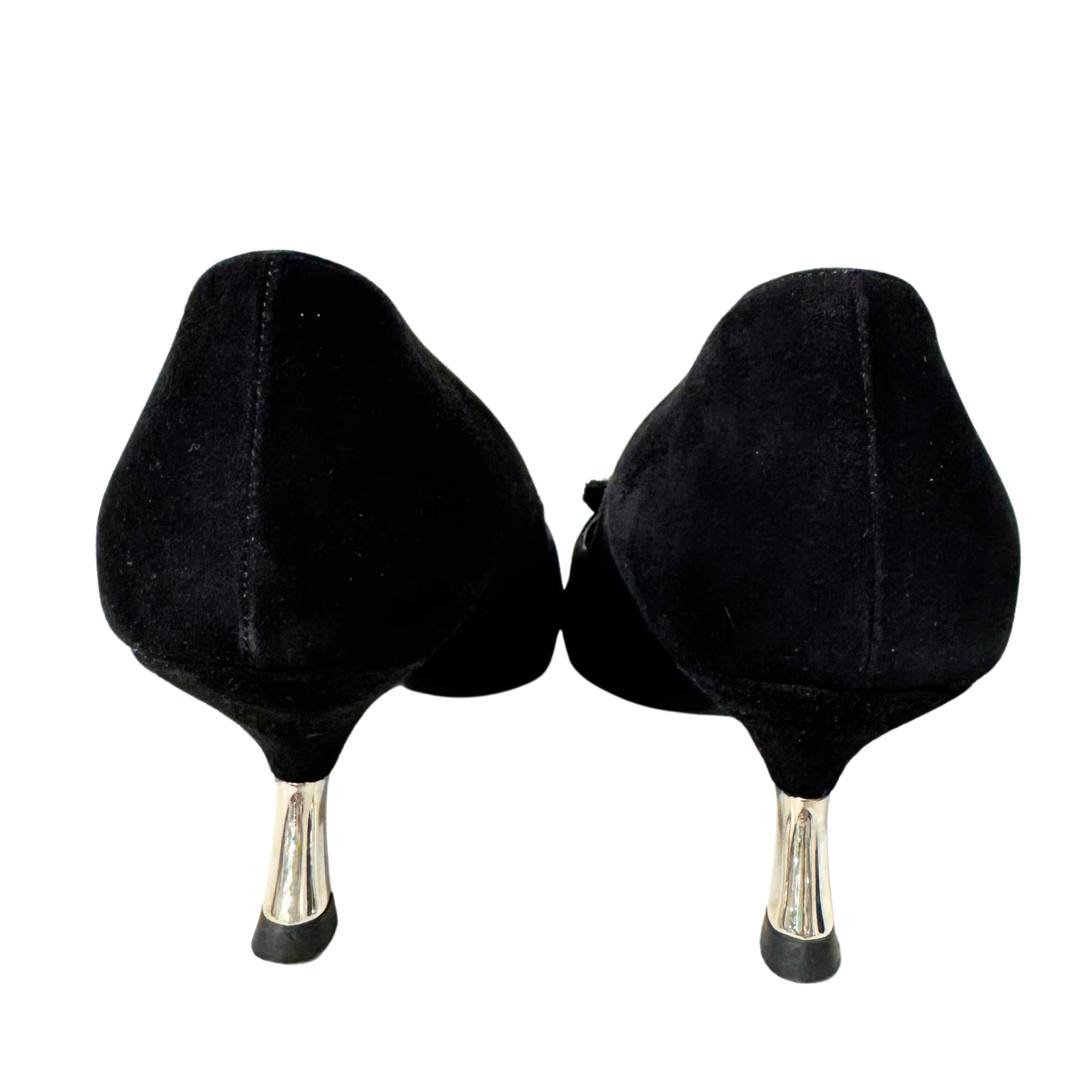 Black Suede Heels with Crystal Embellishments 38