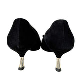 Black Suede Heels with Crystal Embellishments 38