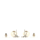 Crystal Pearl CC Drop Earrings Silver Pearly White