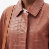 Croc Embossed Leather Coat