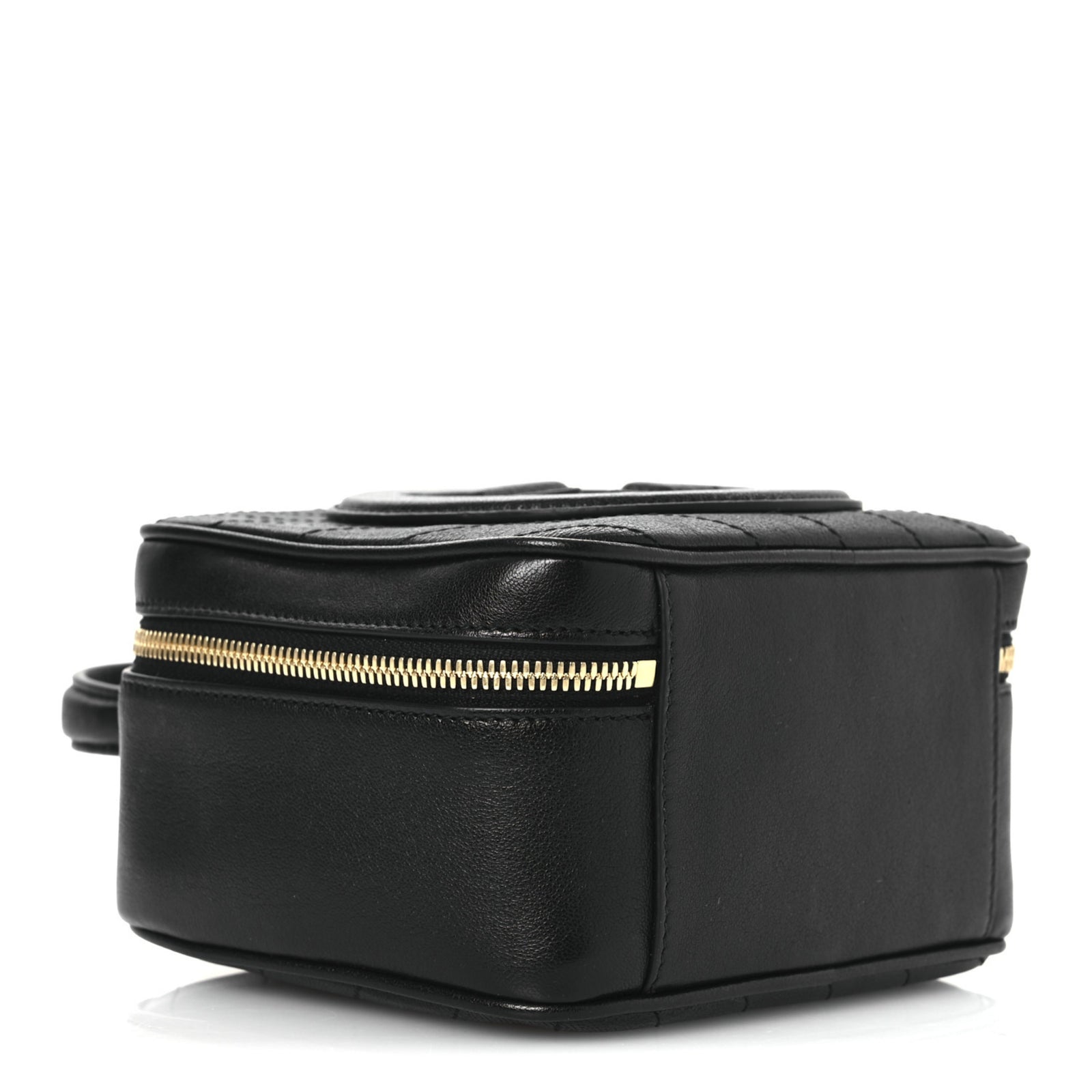 Sakai Be Green Calfskin Diagonal Stitched Blondie Top Handle Bag Black