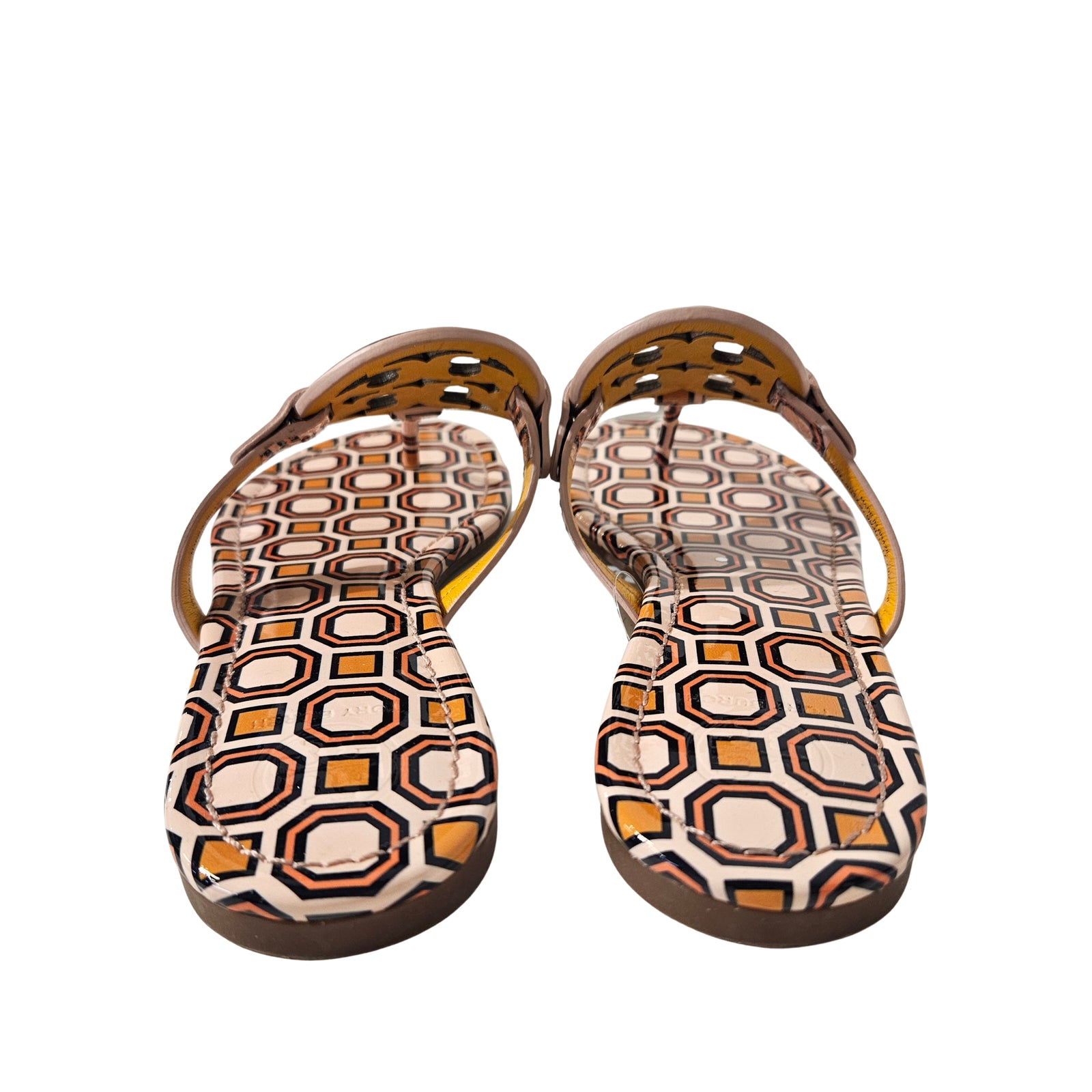 Miller Printed Patent Leather Thong Sandals 7