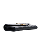 Chevron Monogram Flap Wallet in Black