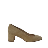 Beige Suede Block Heels 5