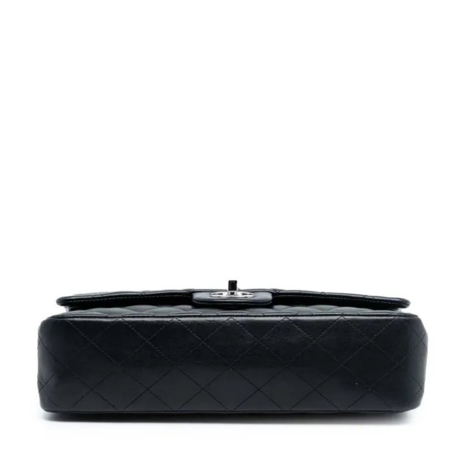 Lambskin Quilted Medium Double Flap Black