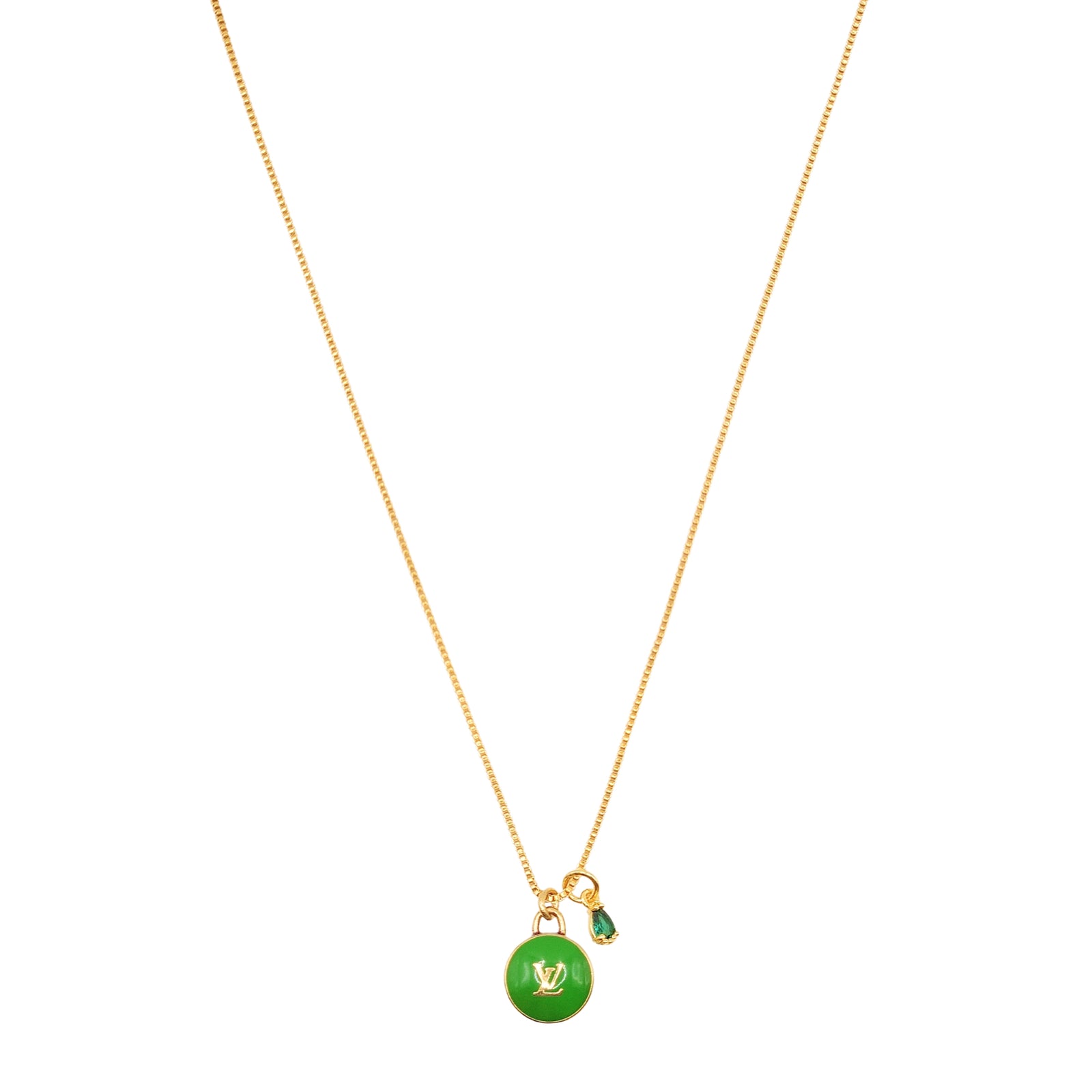 Repurposed LV ColoredPendant Necklace