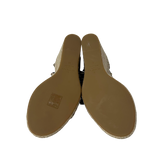 Pink Leather Rockstud Ankle Strap Wedge Espadrille Sandals 38