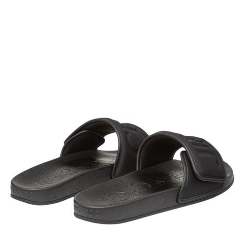 Fitz M Black Puffed Logo Lycra Slides - 40