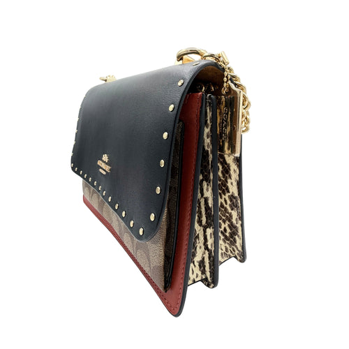 Coach Leather Klare Crossbody in Signature Canvas with Rivets