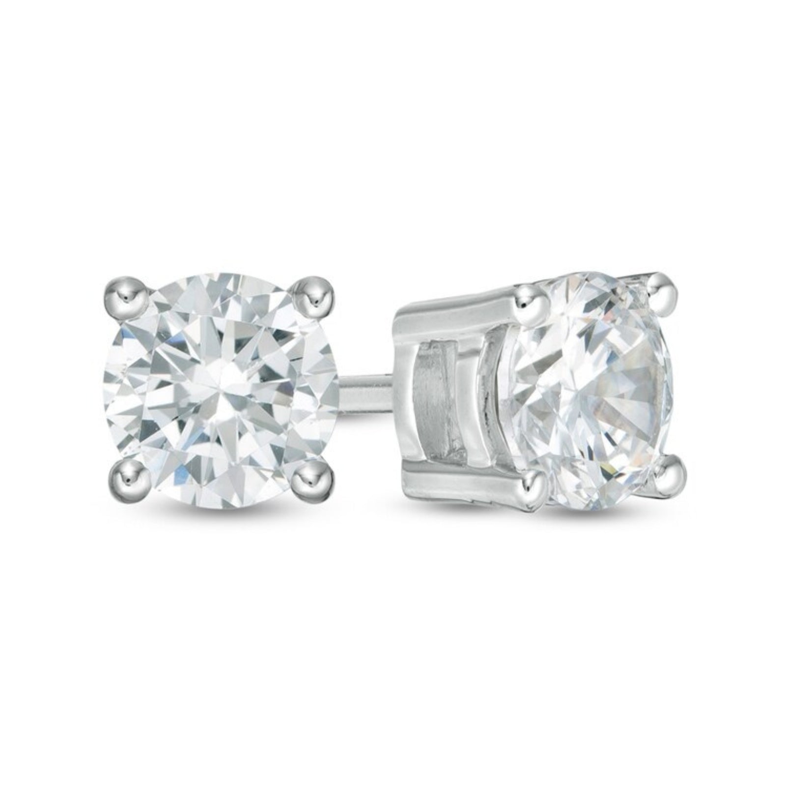 14K White Gold Natural Diamond Stud Earrings