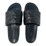 Lambskin Embossed Monogram Jumbo Flatform Mule Sandals 40