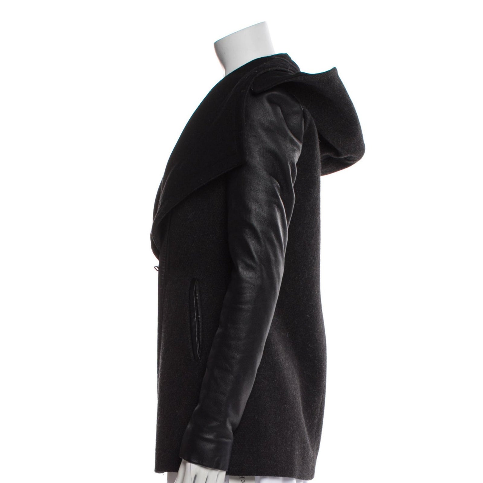 Vena Leather Wool Coat