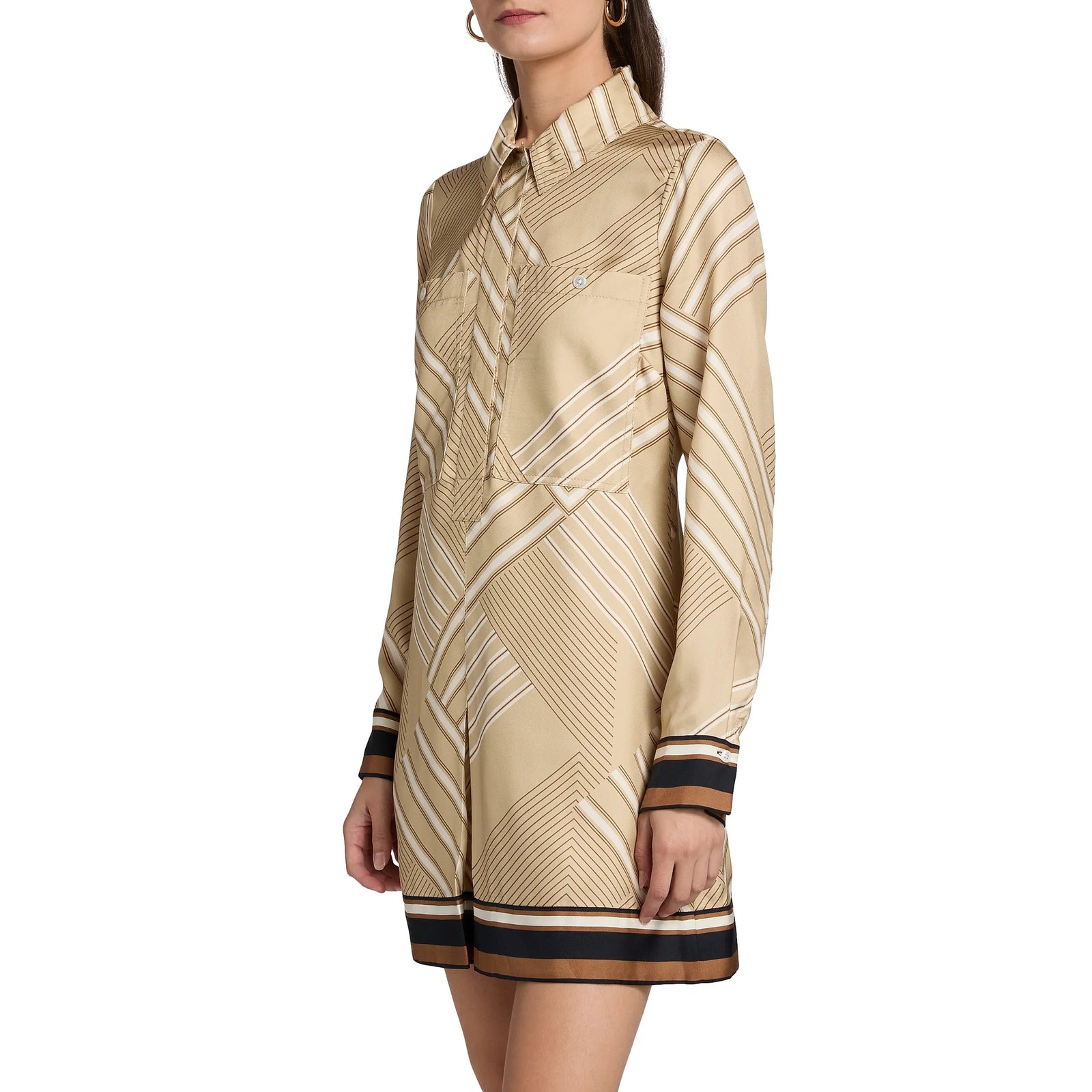 Pryce Striped Silk-Blend Shirtdress