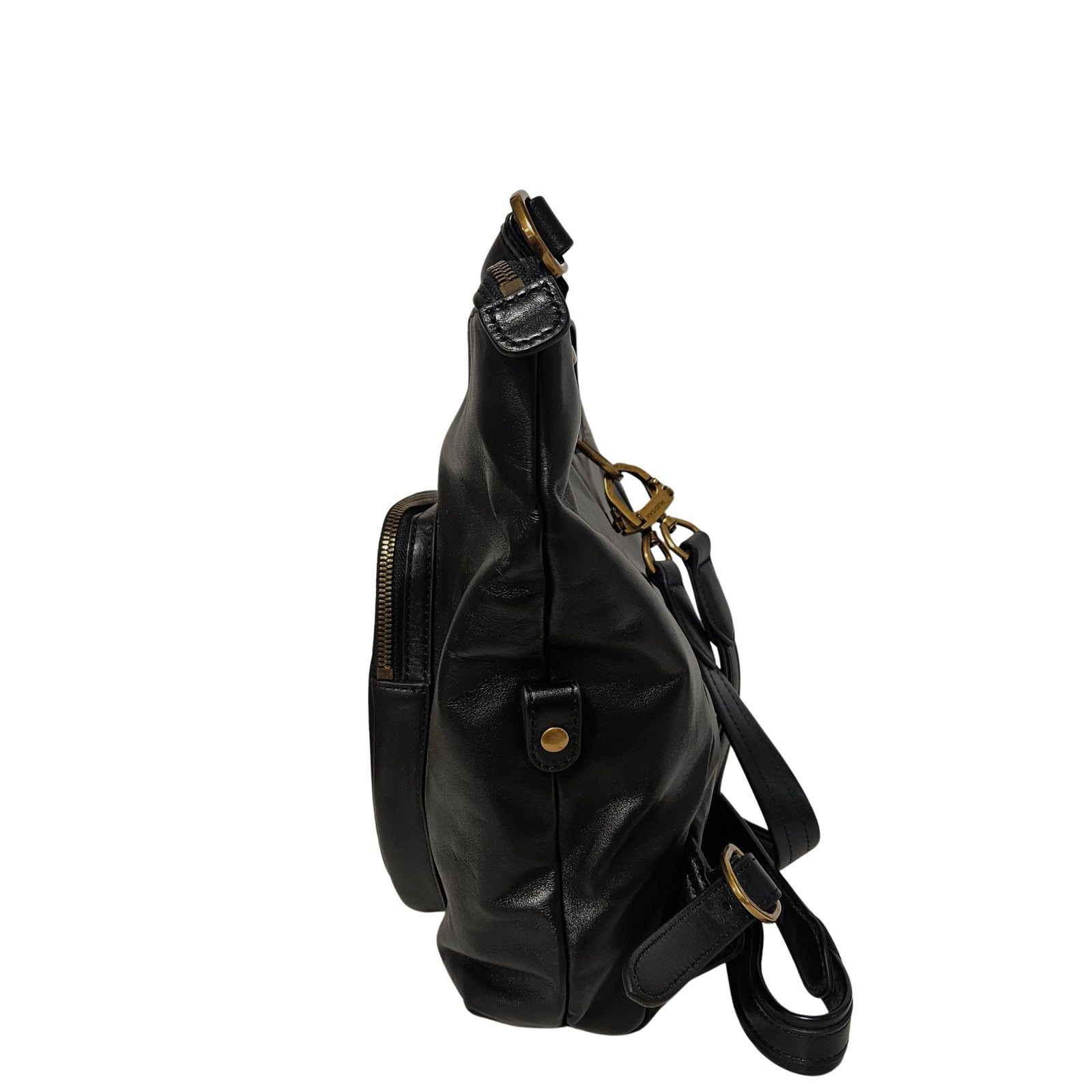 Black Leather Crossbody Bag/Backpack