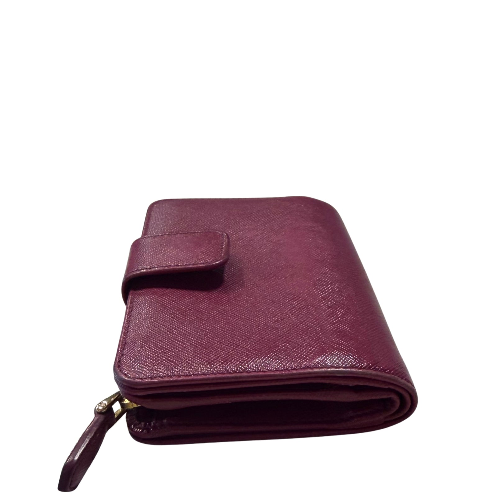 Saffiano Dark Pink Metal Leather Zippy Wallet
