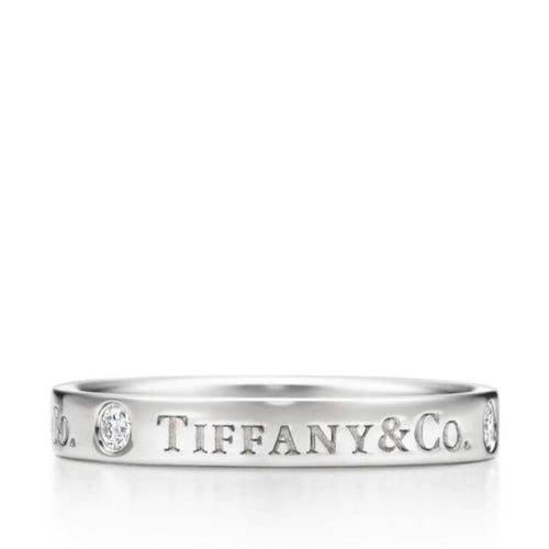 Platinum Three-Diamond 3 mm Band Ring
