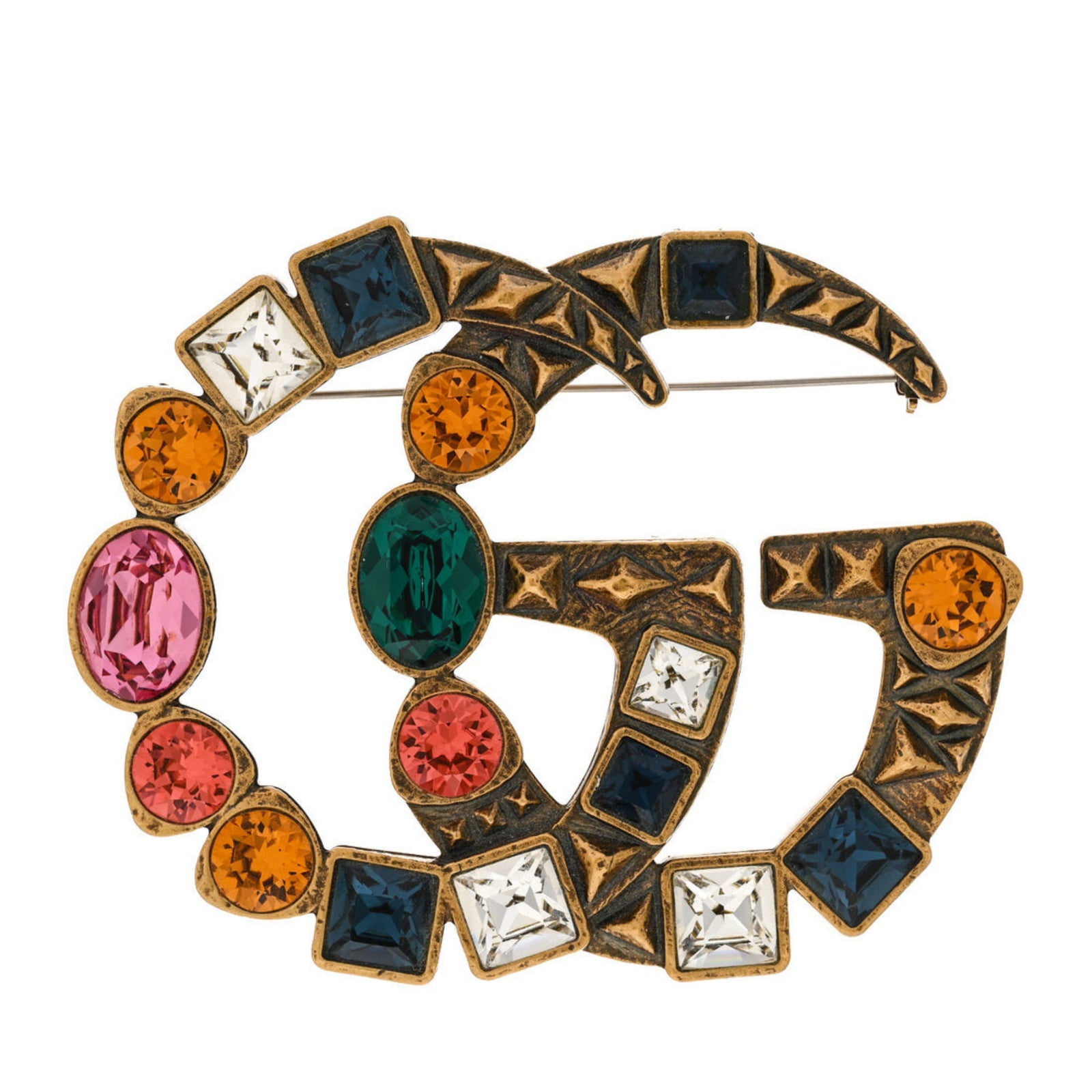 Aged Gold Multicolor Brooch