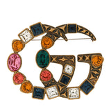 Aged Gold Multicolor Brooch