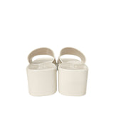 White Rubber Platform Slide Sandals 38