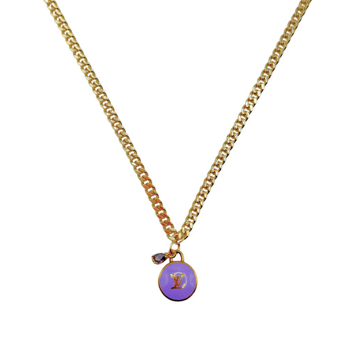 Repurposed LV ColoredPendant Necklace