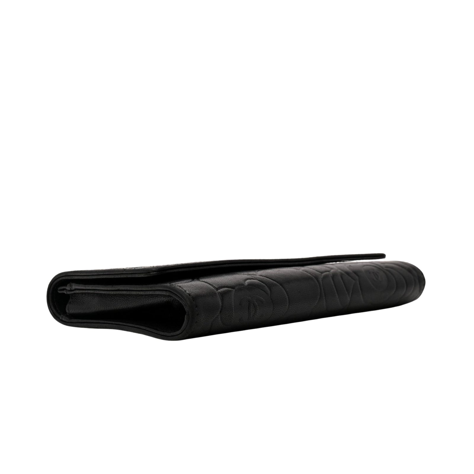 Camellia Embossed Medium Wallet in Black