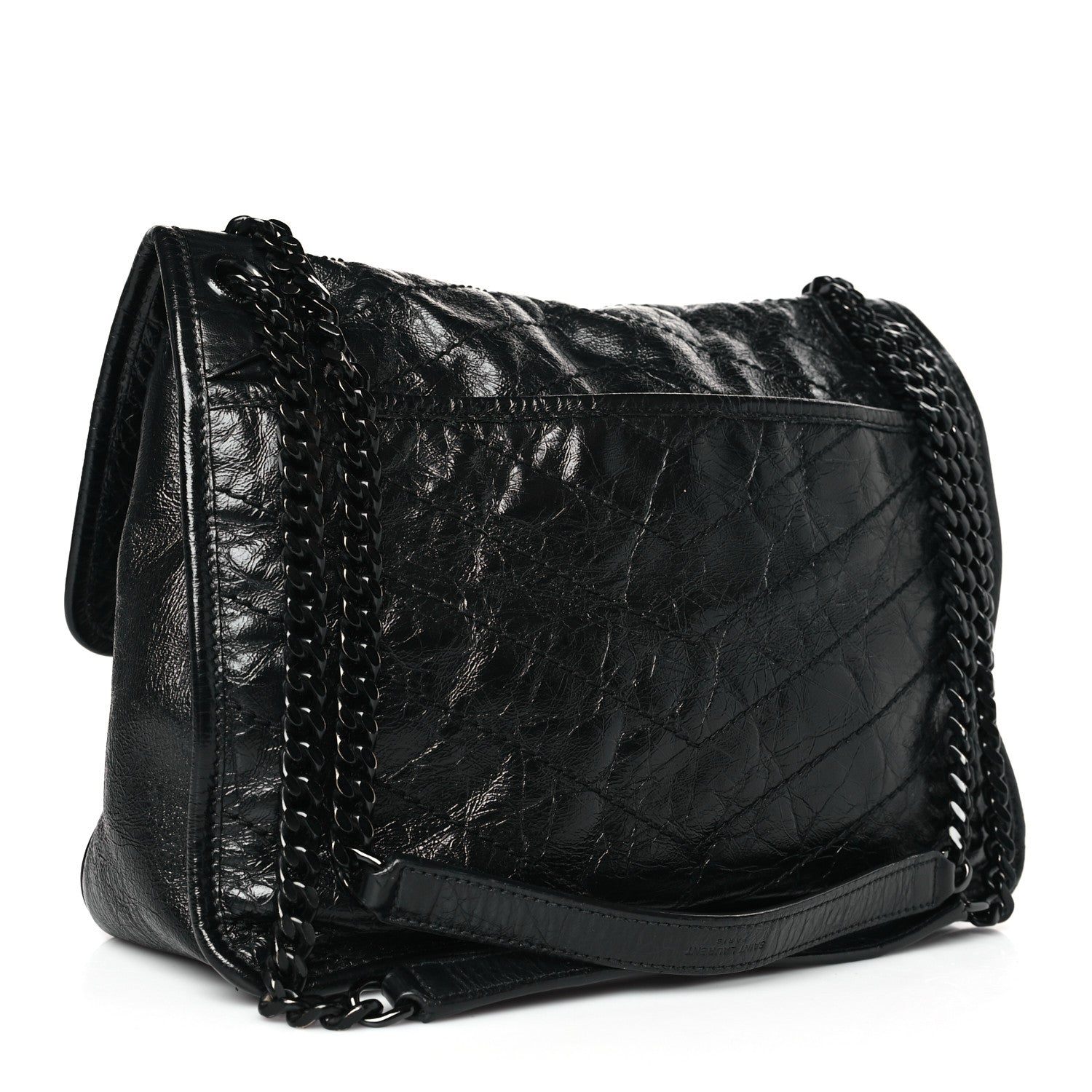 Crinkled Calfskin Monogram Niki Medium Black