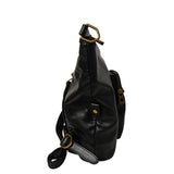 Black Leather Crossbody Bag/Backpack