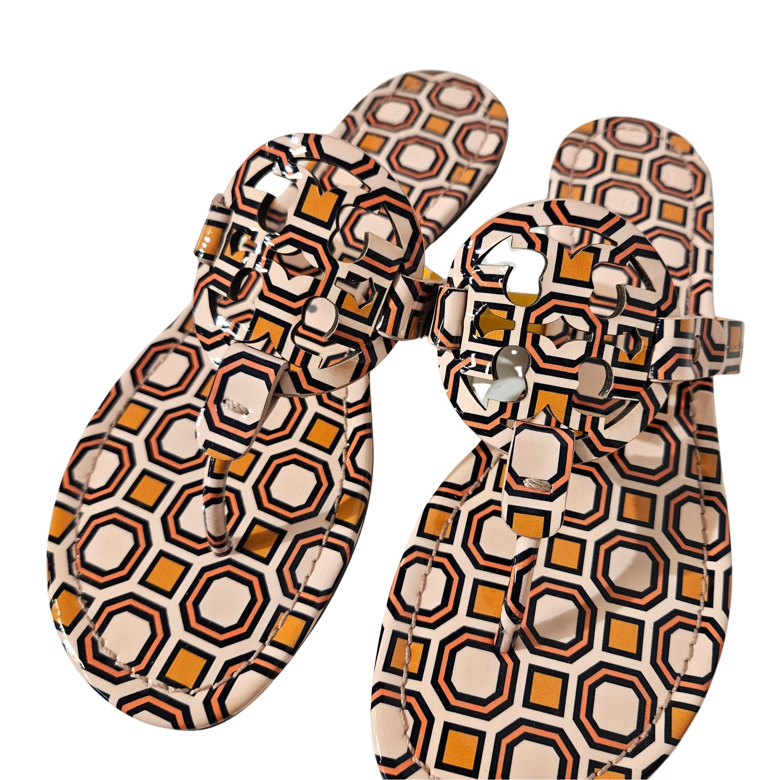 Miller Printed Patent Leather Thong Sandals 7