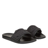 Fitz M Black Puffed Logo Lycra Slides 40