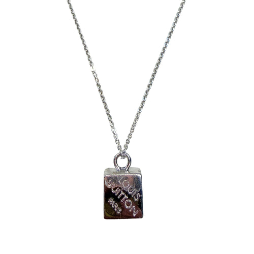 Repurposed Louis Vuitton Cube Pendant Necklace