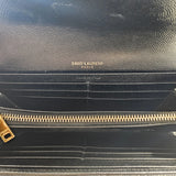 Chevron Monogram Flap Wallet in Black