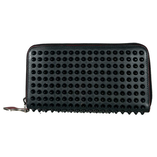 Calfskin Panettone Spiked Zip Around Wallet Black