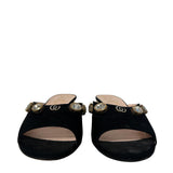 Moire Fabric Crystal Embellished Lyric Slide Sandals 39.5