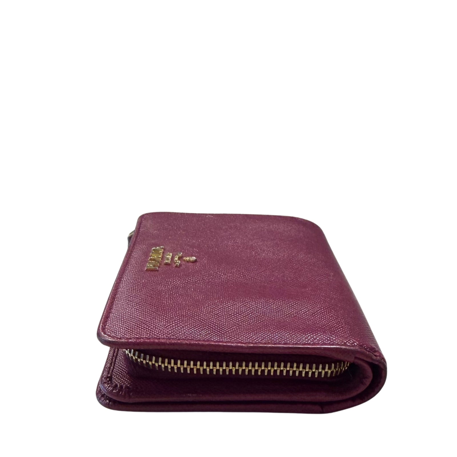 Saffiano Dark Pink Metal Leather Zippy Wallet