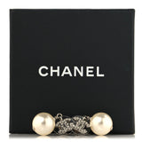 Crystal Pearl CC Drop Earrings Silver Pearly White