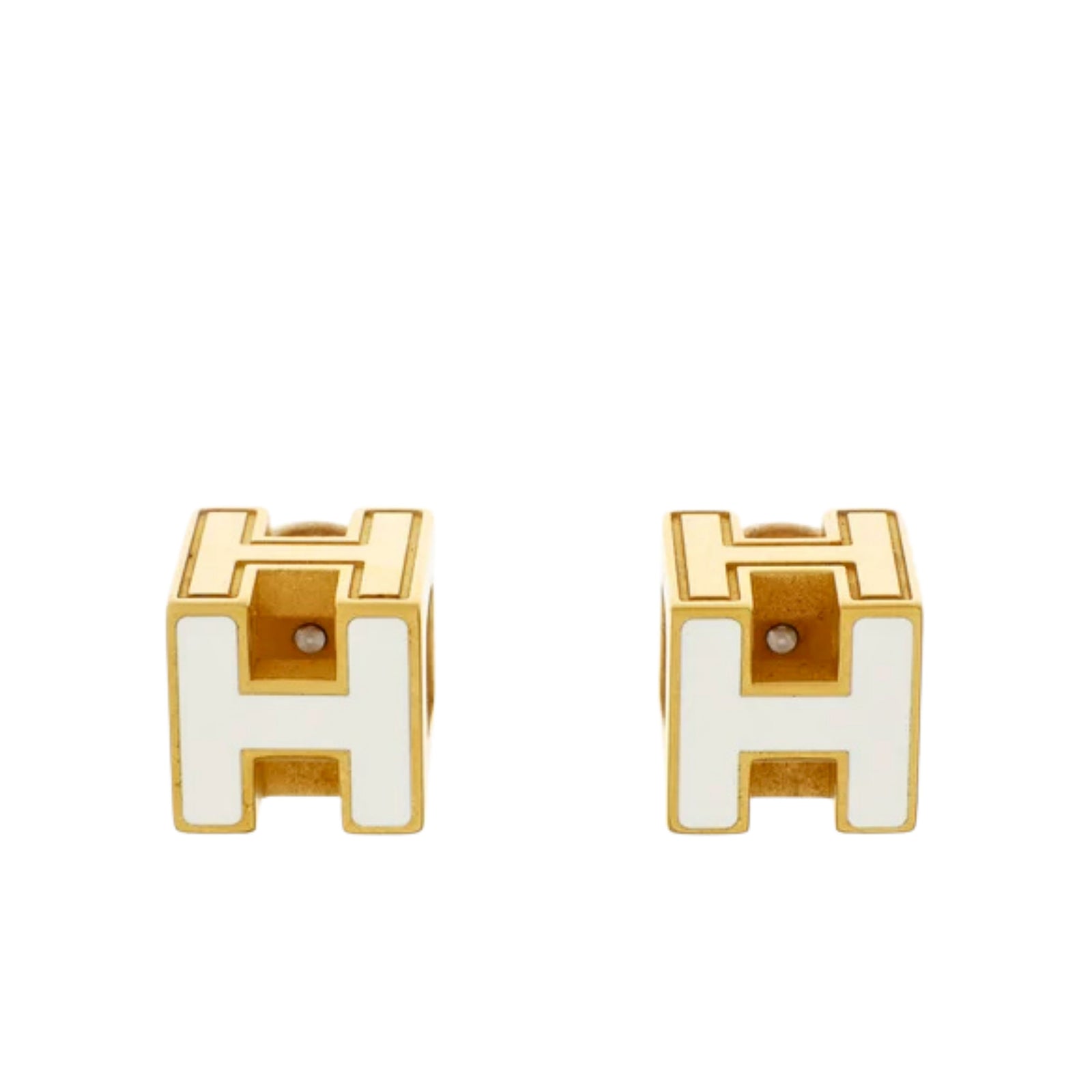 Gold Lacquered Cage d'H Earrings
